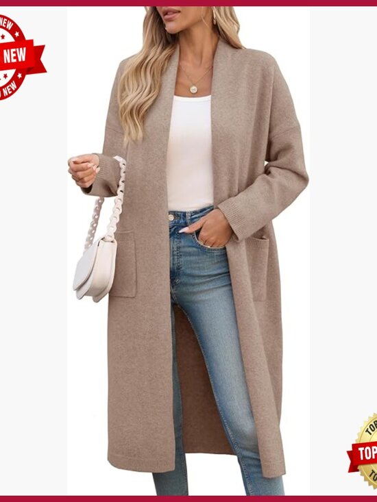 Sweaters - Oversized Chunky Knit Cardigan with Pockets Long Duster Coat